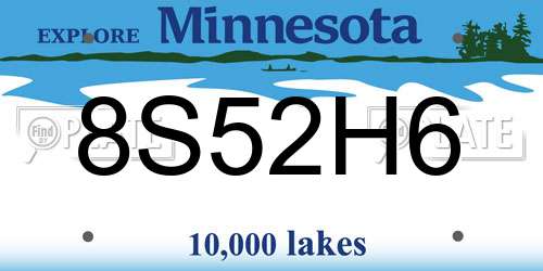 8S52H6 Minnesota License Plate