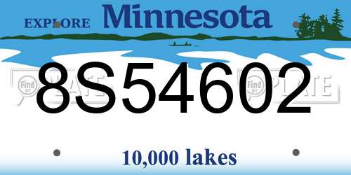 8S54602 Minnesota License Plate