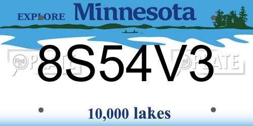 8S54V3 Minnesota License Plate