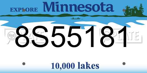 8S55181 Minnesota License Plate