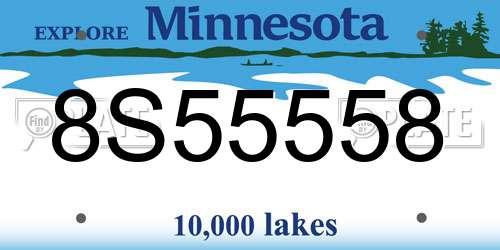 8S55558 Minnesota License Plate