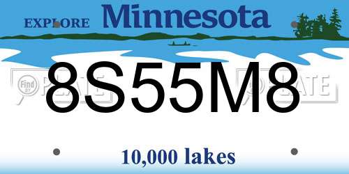 8S55M8 Minnesota License Plate