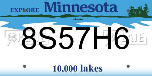 8S57H6 Minnesota License Plate
