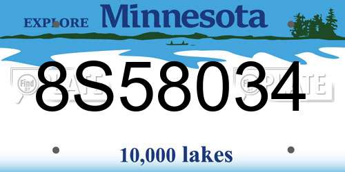 8S58034 Minnesota License Plate