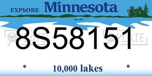 8S58151 Minnesota License Plate