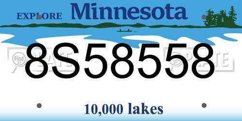 8S58558 Minnesota License Plate