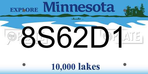 8S62D1 Minnesota License Plate
