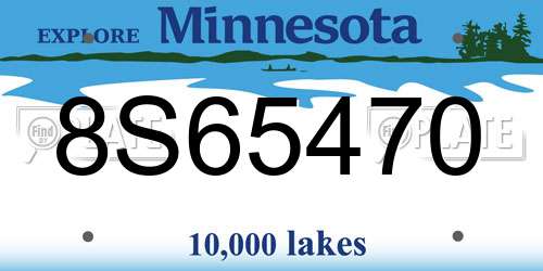 8S65470 Minnesota License Plate