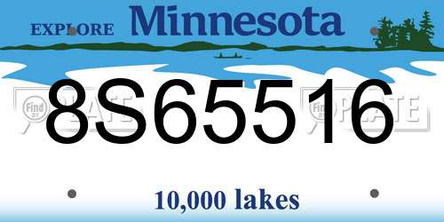 8S65516 Minnesota License Plate