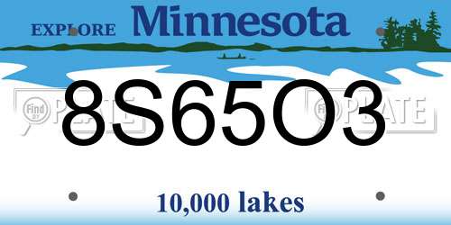8S65O3 Minnesota License Plate