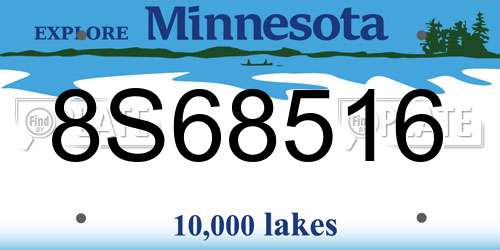 8S68516 Minnesota License Plate