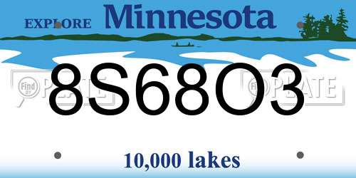 8S68O3 Minnesota License Plate