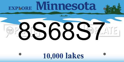 8S68S7 Minnesota License Plate