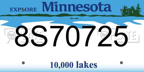 8S70725 Minnesota License Plate