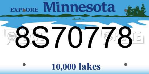 8S70778 Minnesota License Plate