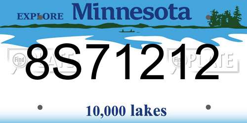 8S71212 Minnesota License Plate