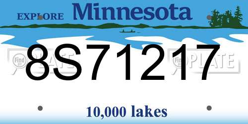 8S71217 Minnesota License Plate