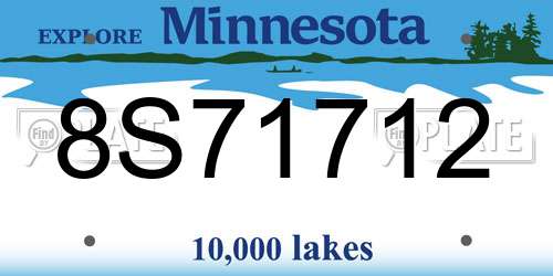 8S71712 Minnesota License Plate