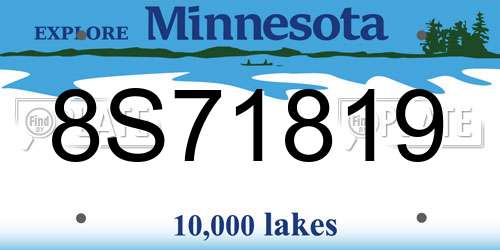 8S71819 Minnesota License Plate