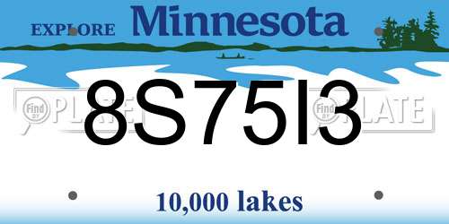 8S75I3 Minnesota License Plate