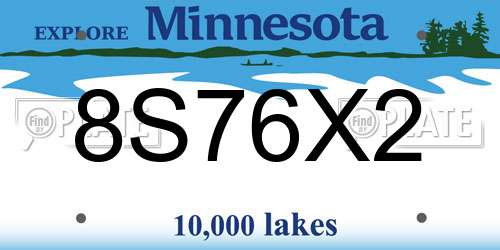 8S76X2 Minnesota License Plate