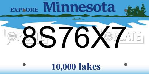 8S76X7 Minnesota License Plate