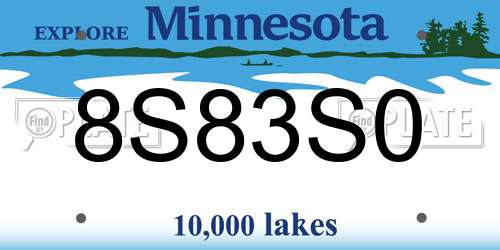8S83S0 Minnesota License Plate