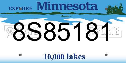 8S85181 Minnesota License Plate