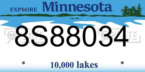 8S88034 Minnesota License Plate