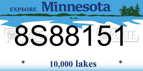 8S88151 Minnesota License Plate