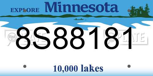 8S88181 Minnesota License Plate