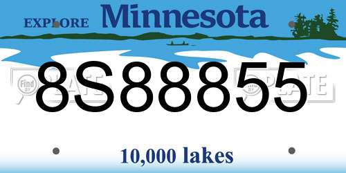 8S88855 Minnesota License Plate