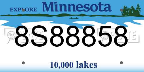 8S88858 Minnesota License Plate