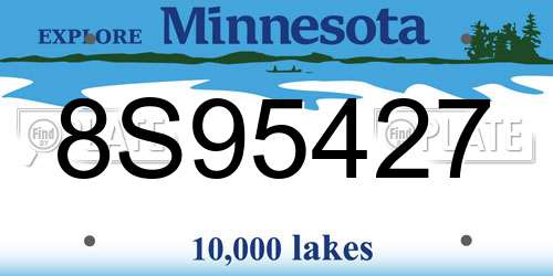 8S95427 Minnesota License Plate