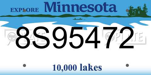 8S95472 Minnesota License Plate