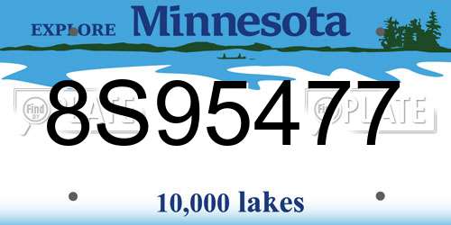 8S95477 Minnesota License Plate