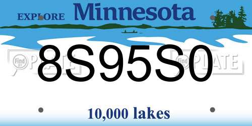 8S95S0 Minnesota License Plate