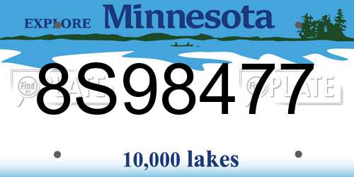 8S98477 Minnesota License Plate