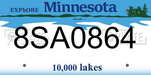 8SA0864 Minnesota License Plate