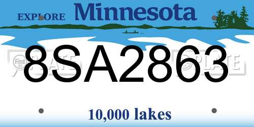 8SA2863 Minnesota License Plate