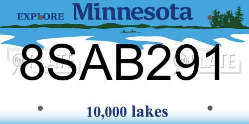 8SAB291 Minnesota License Plate