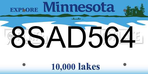 8SAD564 Minnesota License Plate