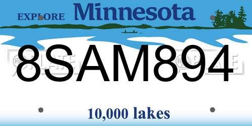 8SAM894 Minnesota License Plate