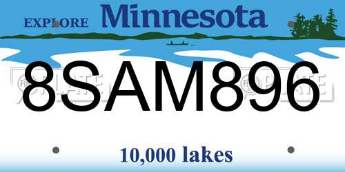 8SAM896 Minnesota License Plate