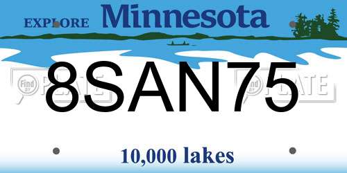 8SAN75 Minnesota License Plate