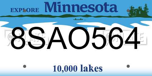 8SAO564 Minnesota License Plate