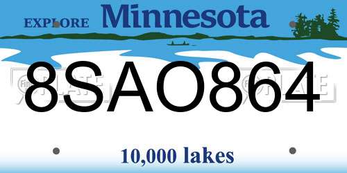 8SAO864 Minnesota License Plate