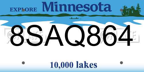 8SAQ864 Minnesota License Plate