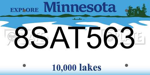 8SAT563 Minnesota License Plate