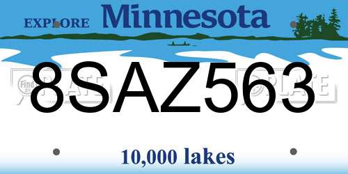 8SAZ563 Minnesota License Plate